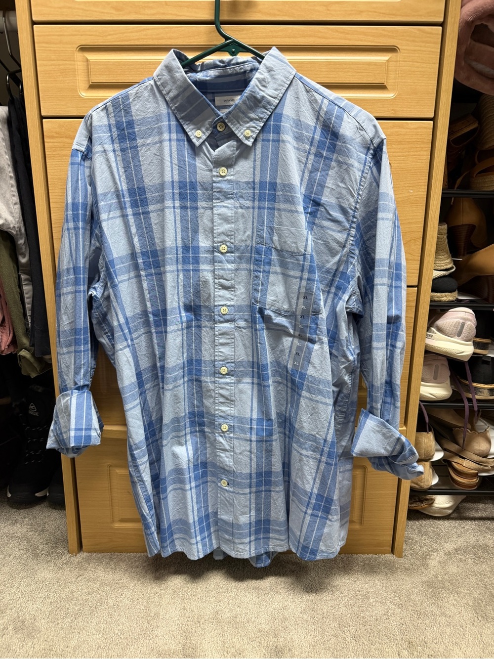 GAP Factory Light Blue & Blue Plaid Button-Down Shirt